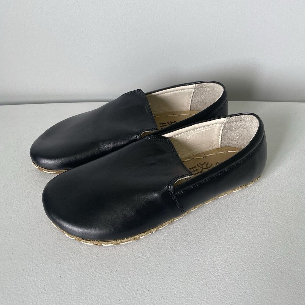 Earthing Harmony Grounding & Earthing Barefoot Slip-On Shoes Black Leather 41